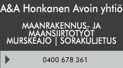 A&A Honkanen Avoin yhtiö logo