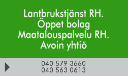 Lantbrukstjänst RH. Öppet bolag Maatalouspalvelu RH. Avoin yhtiö logo